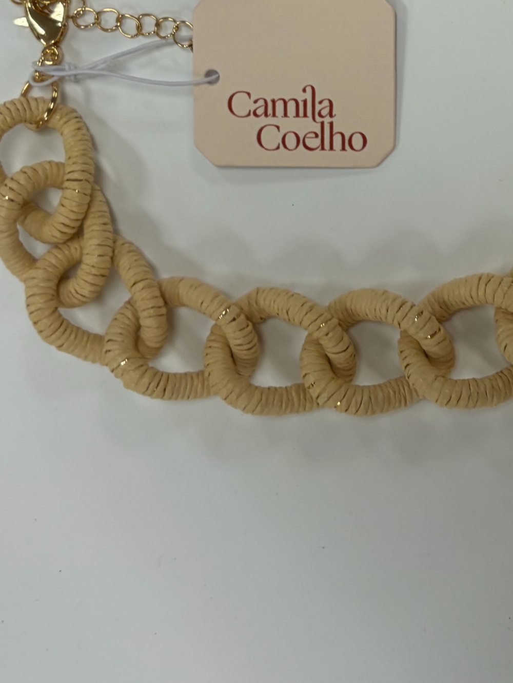 NWT ⚜️ 👑⚜️ Camila Coelho Woven Raffia Link Statement Necklace - Picture 10 of 13